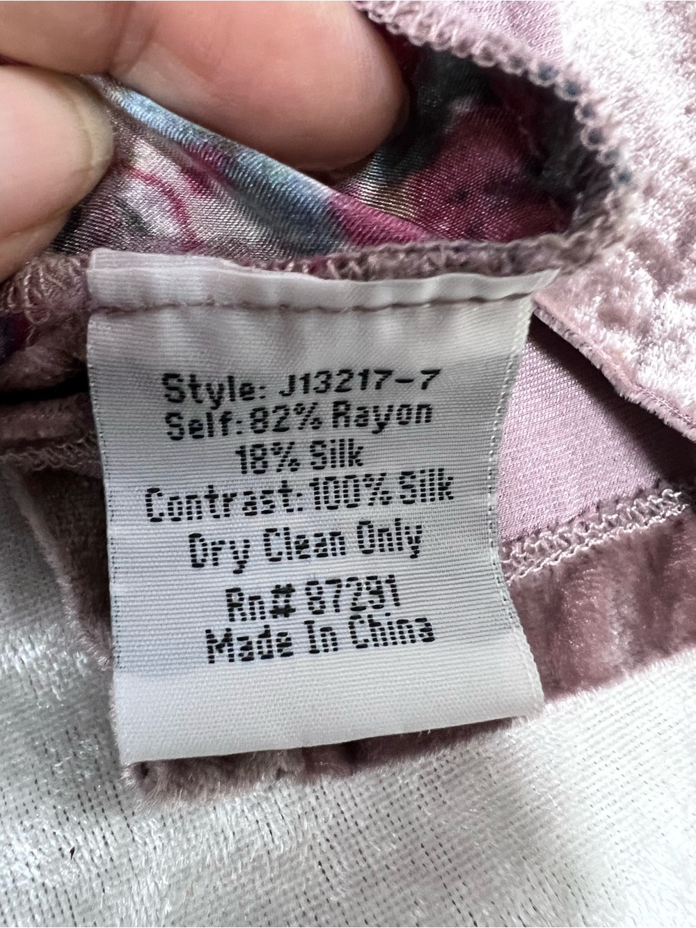 Johnny Was Dusty Mauve mixed media silk blend velvet velour Tunic XL FLAWED - Picture 4 of 13